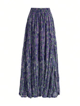 Women Chiffon Ditsy Floral Vintage Pleated Long Skirt, Flattering